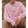 imageZESICA Womens Casual Long Sleeve Cardigan V Neck Button Down Open Front Knit Loose Oversized Sweater CoatPink