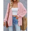imageZESICA Womens Casual Long Sleeve Cardigan V Neck Button Down Open Front Knit Loose Oversized Sweater CoatPink