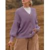 imageZESICA Womens Casual Long Sleeve Cardigan V Neck Button Down Open Front Knit Loose Oversized Sweater CoatPurple