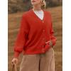 imageZESICA Womens Casual Long Sleeve Cardigan V Neck Button Down Open Front Knit Loose Oversized Sweater CoatRed