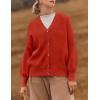 imageZESICA Womens Casual Long Sleeve Cardigan V Neck Button Down Open Front Knit Loose Oversized Sweater CoatRed