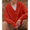 imageZESICA Womens Casual Long Sleeve Cardigan V Neck Button Down Open Front Knit Loose Oversized Sweater CoatRed