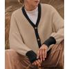 imageZESICA Womens Casual Long Sleeve Cardigan V Neck Button Down Open Front Knit Loose Oversized Sweater CoatRedbrown