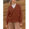 imageZESICA Womens Casual Long Sleeve Cardigan V Neck Button Down Open Front Knit Loose Oversized Sweater CoatRust