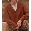 imageZESICA Womens Casual Long Sleeve Cardigan V Neck Button Down Open Front Knit Loose Oversized Sweater CoatRust