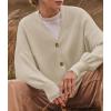 imageZESICA Womens Casual Long Sleeve Cardigan V Neck Button Down Open Front Knit Loose Oversized Sweater CoatSand