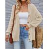 imageZESICA Womens Casual Long Sleeve Cardigan V Neck Button Down Open Front Knit Loose Oversized Sweater CoatSand