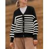 imageZESICA Womens Casual Long Sleeve Cardigan V Neck Button Down Open Front Knit Loose Oversized Sweater CoatStriped