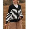 imageZESICA Womens Casual Long Sleeve Cardigan V Neck Button Down Open Front Knit Loose Oversized Sweater CoatStriped