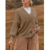 imageZESICA Womens Casual Long Sleeve Cardigan V Neck Button Down Open Front Knit Loose Oversized Sweater CoatTan