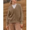 imageZESICA Womens Casual Long Sleeve Cardigan V Neck Button Down Open Front Knit Loose Oversized Sweater CoatTan