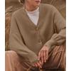 imageZESICA Womens Casual Long Sleeve Cardigan V Neck Button Down Open Front Knit Loose Oversized Sweater CoatTan