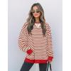 imageZESICA Womens Casual Striped Pullover Tops Long Sleeve Shirts Crewneck Oversized Sweatshirts Spring ClothesCaramel