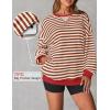 imageZESICA Womens Casual Striped Pullover Tops Long Sleeve Shirts Crewneck Oversized Sweatshirts Spring ClothesCaramel