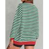 imageZESICA Womens Casual Striped Pullover Tops Long Sleeve Shirts Crewneck Oversized Sweatshirts Spring ClothesGreen