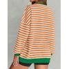 imageZESICA Womens Casual Striped Pullover Tops Long Sleeve Shirts Crewneck Oversized Sweatshirts Spring ClothesOrange