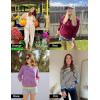 imageZESICA Womens Casual Striped Pullover Tops Long Sleeve Shirts Crewneck Oversized Sweatshirts Spring ClothesOrange