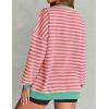imageZESICA Womens Casual Striped Pullover Tops Long Sleeve Shirts Crewneck Oversized Sweatshirts Spring ClothesPink
