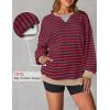 imageZESICA Womens Casual Striped Pullover Tops Long Sleeve Shirts Crewneck Oversized Sweatshirts Spring ClothesRed