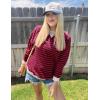 imageZESICA Womens Casual Striped Pullover Tops Long Sleeve Shirts Crewneck Oversized Sweatshirts Spring ClothesRed