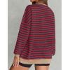imageZESICA Womens Casual Striped Pullover Tops Long Sleeve Shirts Crewneck Oversized Sweatshirts Spring ClothesRed