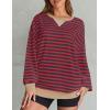imageZESICA Womens Casual Striped Pullover Tops Long Sleeve Shirts Crewneck Oversized Sweatshirts Spring ClothesRed