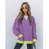 imageZESICA Womens Casual Striped Pullover Tops Long Sleeve Shirts Crewneck Oversized Sweatshirts Spring ClothesRose