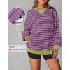 imageZESICA Womens Casual Striped Pullover Tops Long Sleeve Shirts Crewneck Oversized Sweatshirts Spring ClothesRose