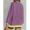 imageZESICA Womens Casual Striped Pullover Tops Long Sleeve Shirts Crewneck Oversized Sweatshirts Spring ClothesRose
