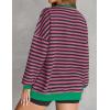 imageZESICA Womens Casual Striped Pullover Tops Long Sleeve Shirts Crewneck Oversized Sweatshirts Spring ClothesRosepink