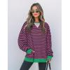imageZESICA Womens Casual Striped Pullover Tops Long Sleeve Shirts Crewneck Oversized Sweatshirts Spring ClothesRosepink