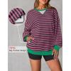 imageZESICA Womens Casual Striped Pullover Tops Long Sleeve Shirts Crewneck Oversized Sweatshirts Spring ClothesRosepink
