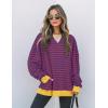 imageZESICA Womens Casual Striped Pullover Tops Long Sleeve Shirts Crewneck Oversized Sweatshirts Spring ClothesRoyalblue