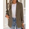 imageZESICA Womens Fall Business Casual Blazers 2025 Long Sleeve Lapel Open Front Button Work Blazer Jackets with PocketsBrown