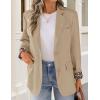 imageZESICA Womens Fall Business Casual Blazers 2025 Long Sleeve Lapel Open Front Button Work Blazer Jackets with PocketsKhaki