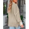 imageZESICA Womens Fall Casual Long Sleeve Crew Neck Side Slit Oversized Ribbed Knit Pullover Sweater TopsGreyapricot