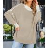 imageZESICA Womens Fall Casual Long Sleeve Crew Neck Side Slit Oversized Ribbed Knit Pullover Sweater TopsGreyapricot