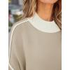 imageZESICA Womens Fall Casual Long Sleeve Crew Neck Side Slit Oversized Ribbed Knit Pullover Sweater TopsGreyapricot