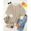 imageZESICA Womens Fall Casual Long Sleeve Crew Neck Side Slit Oversized Ribbed Knit Pullover Sweater TopsGreyapricot