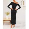imageZESICA Womens Fall Floral Off Shoulder Bodycon Maxi Dresses 2025 Long Sleeve Ruched Elegant Cocktail Party DressBlack