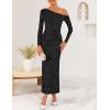imageZESICA Womens Fall Floral Off Shoulder Bodycon Maxi Dresses 2025 Long Sleeve Ruched Elegant Cocktail Party DressBlack