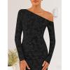 imageZESICA Womens Fall Floral Off Shoulder Bodycon Maxi Dresses 2025 Long Sleeve Ruched Elegant Cocktail Party DressBlack