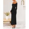 imageZESICA Womens Fall Floral Off Shoulder Bodycon Maxi Dresses 2025 Long Sleeve Ruched Elegant Cocktail Party DressBlack