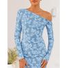 imageZESICA Womens Fall Floral Off Shoulder Bodycon Maxi Dresses 2025 Long Sleeve Ruched Elegant Cocktail Party DressDustyblue