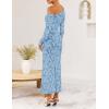 imageZESICA Womens Fall Floral Off Shoulder Bodycon Maxi Dresses 2025 Long Sleeve Ruched Elegant Cocktail Party DressDustyblue