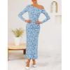 imageZESICA Womens Fall Floral Off Shoulder Bodycon Maxi Dresses 2025 Long Sleeve Ruched Elegant Cocktail Party DressDustyblue