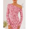 imageZESICA Womens Fall Floral Off Shoulder Bodycon Maxi Dresses 2025 Long Sleeve Ruched Elegant Cocktail Party DressPink
