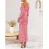 imageZESICA Womens Fall Floral Off Shoulder Bodycon Maxi Dresses 2025 Long Sleeve Ruched Elegant Cocktail Party DressPink
