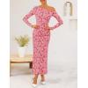 imageZESICA Womens Fall Floral Off Shoulder Bodycon Maxi Dresses 2025 Long Sleeve Ruched Elegant Cocktail Party DressPink