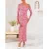 imageZESICA Womens Fall Floral Off Shoulder Bodycon Maxi Dresses 2025 Long Sleeve Ruched Elegant Cocktail Party DressPink